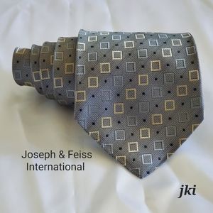 Joseph & Feiss International Men's Necktie Silk Gray Abstract Textured